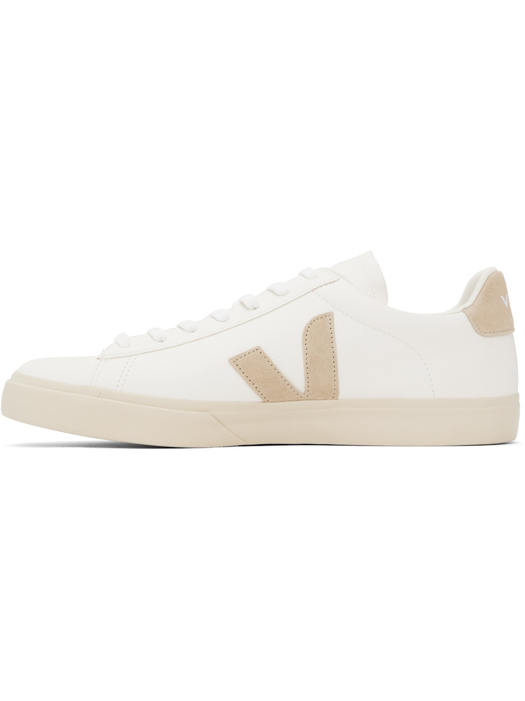 White & Beige Campo Leather Sneakers - 3