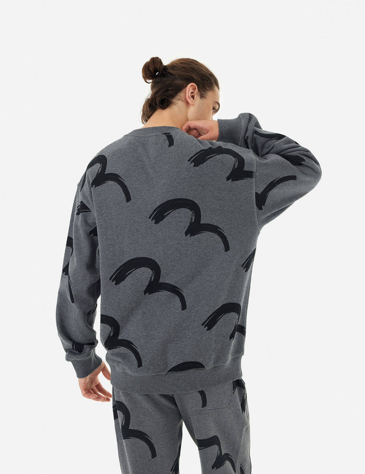 ALLOVER BRUSHSTROKE SEAGULL AND LOGO PRINT RELAX FIT SWEATSHIRT - 6