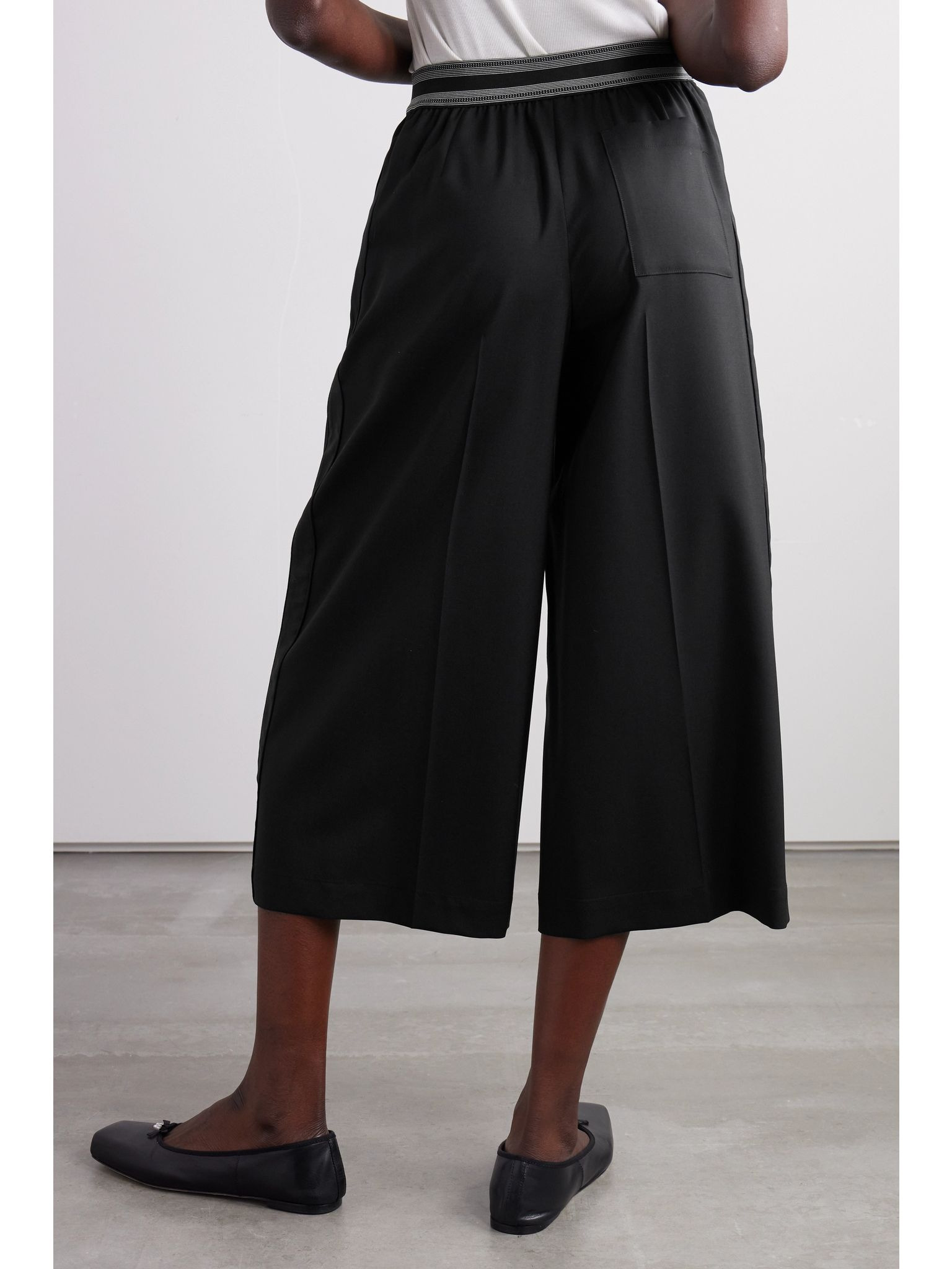 Jacquard-trimmed wool culottes Black - 4