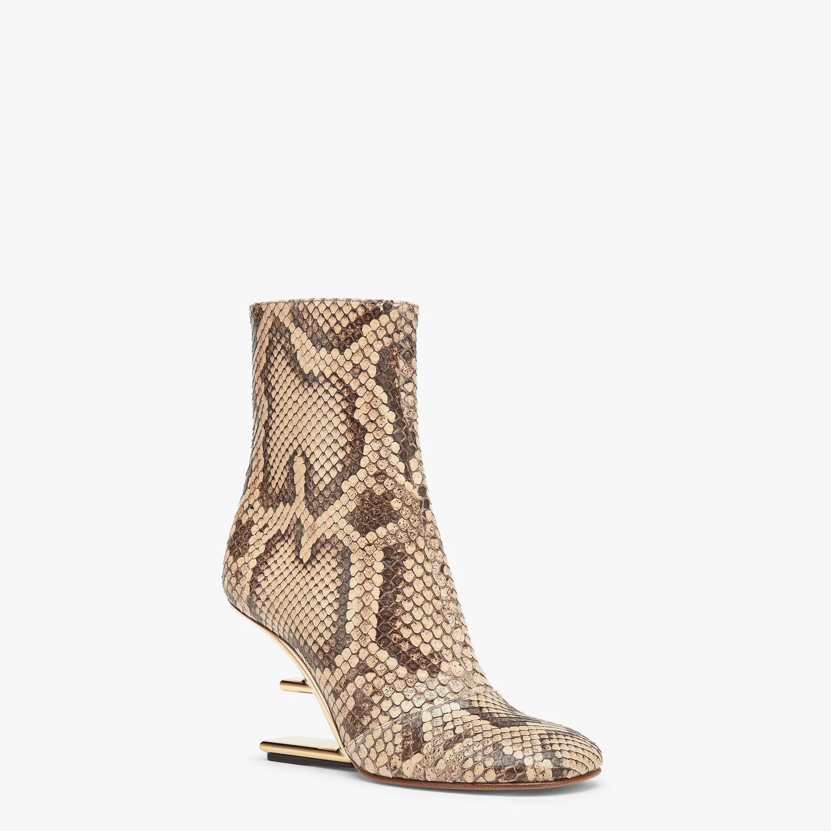 Beige python leather high-heeled boots - 2