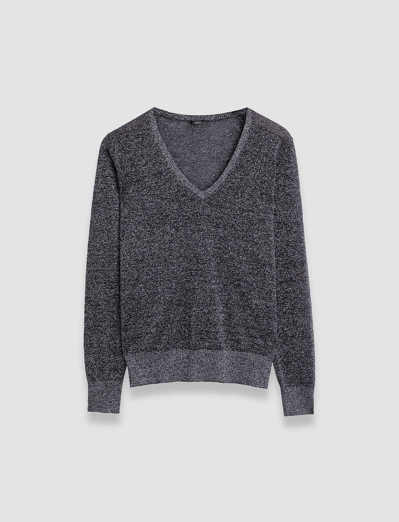Lurex Knit V Neck Jumper 1