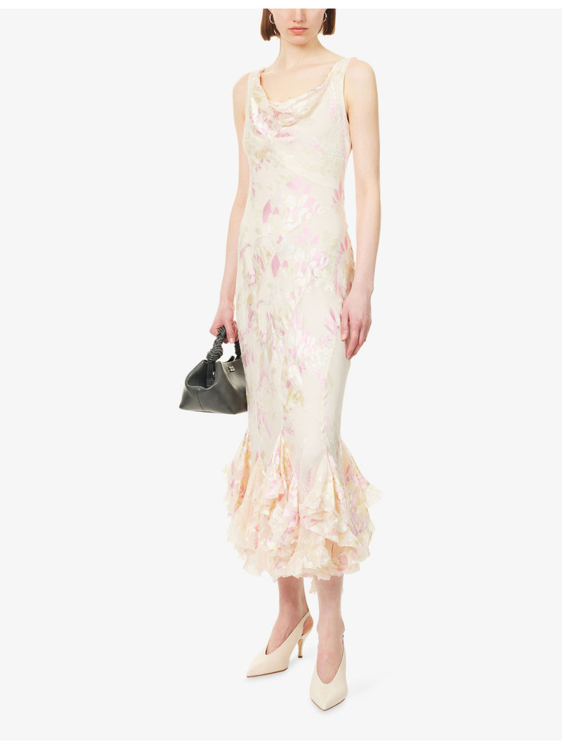 Reformation Evanthe Floral-Jacquard Woven Midi Dress outlook
