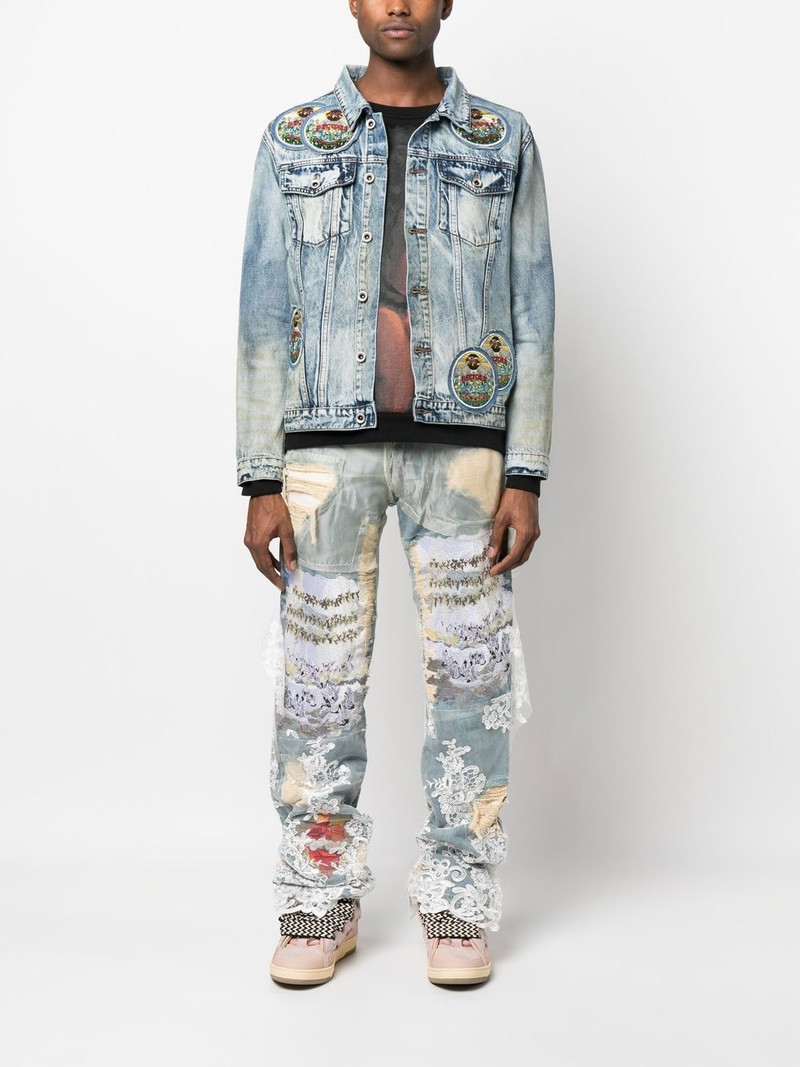 WHO DECIDES WAR patch-detail denim jacket outlook