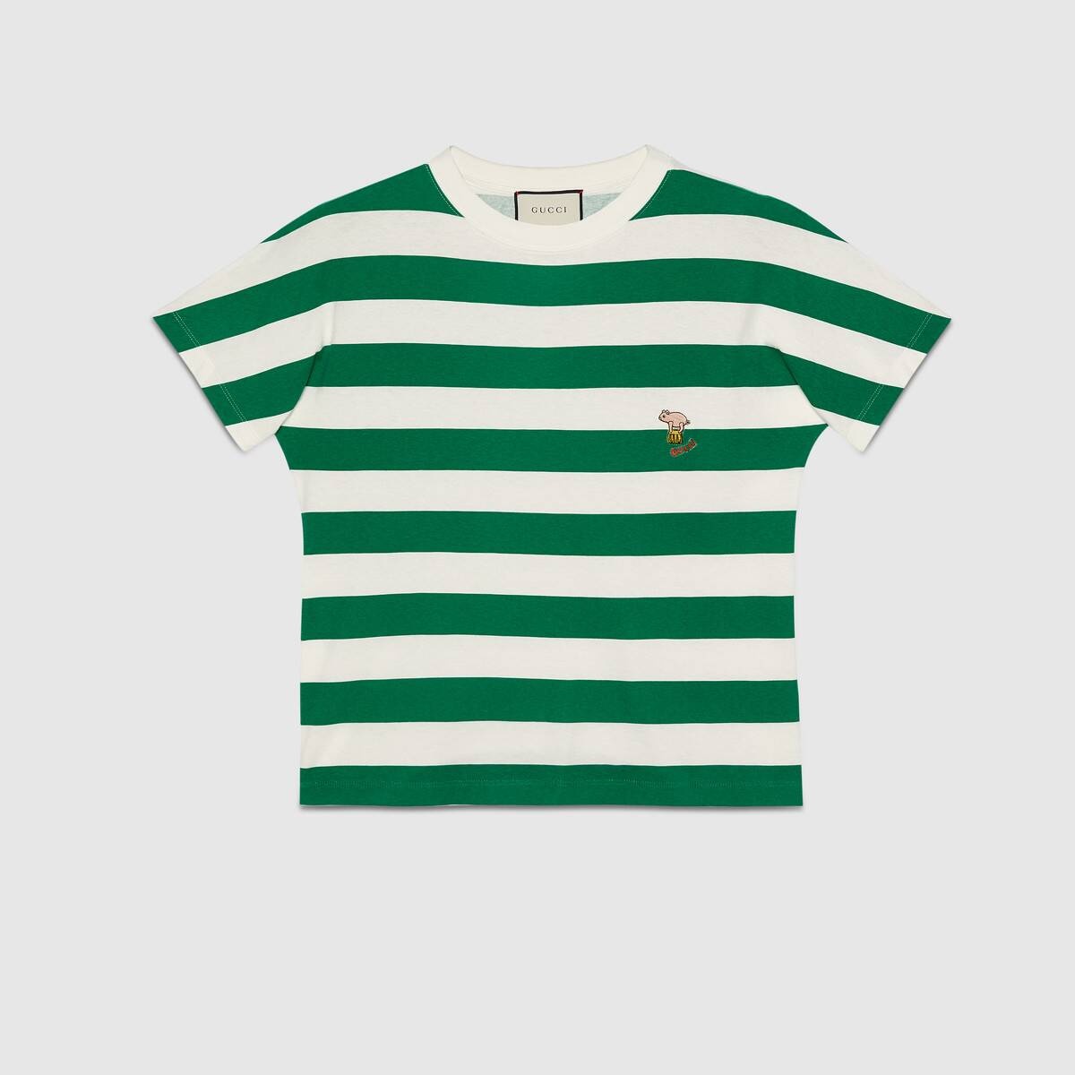 Striped T-shirt with piglet patch - 1