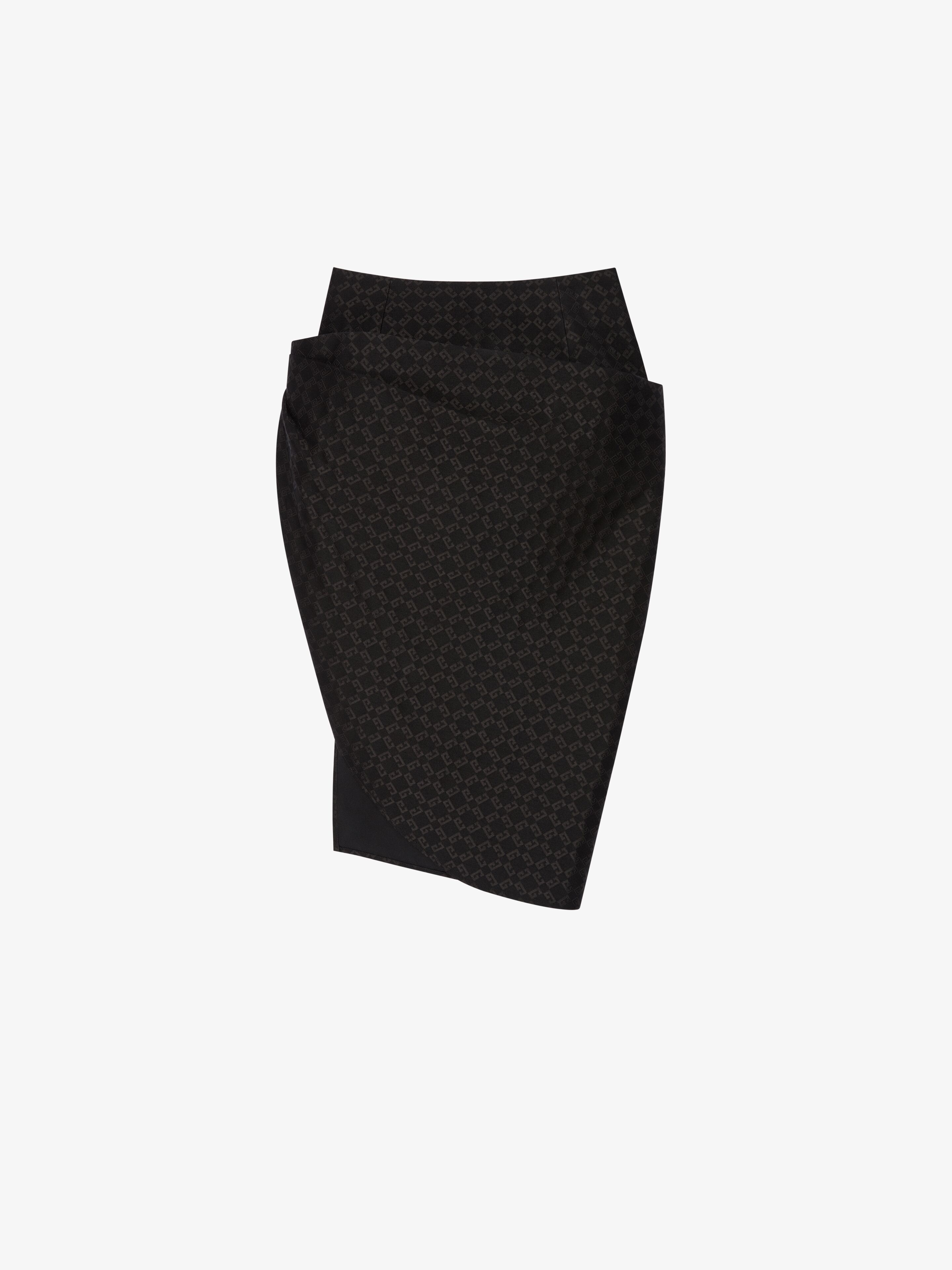 ASYMMETRIC DRAPED SKIRT IN MONOGRAM 72 JACQUARD - 1