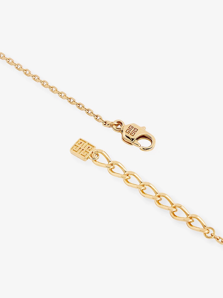 Logo-engraved pearl-embellished brass pendant necklace - 4