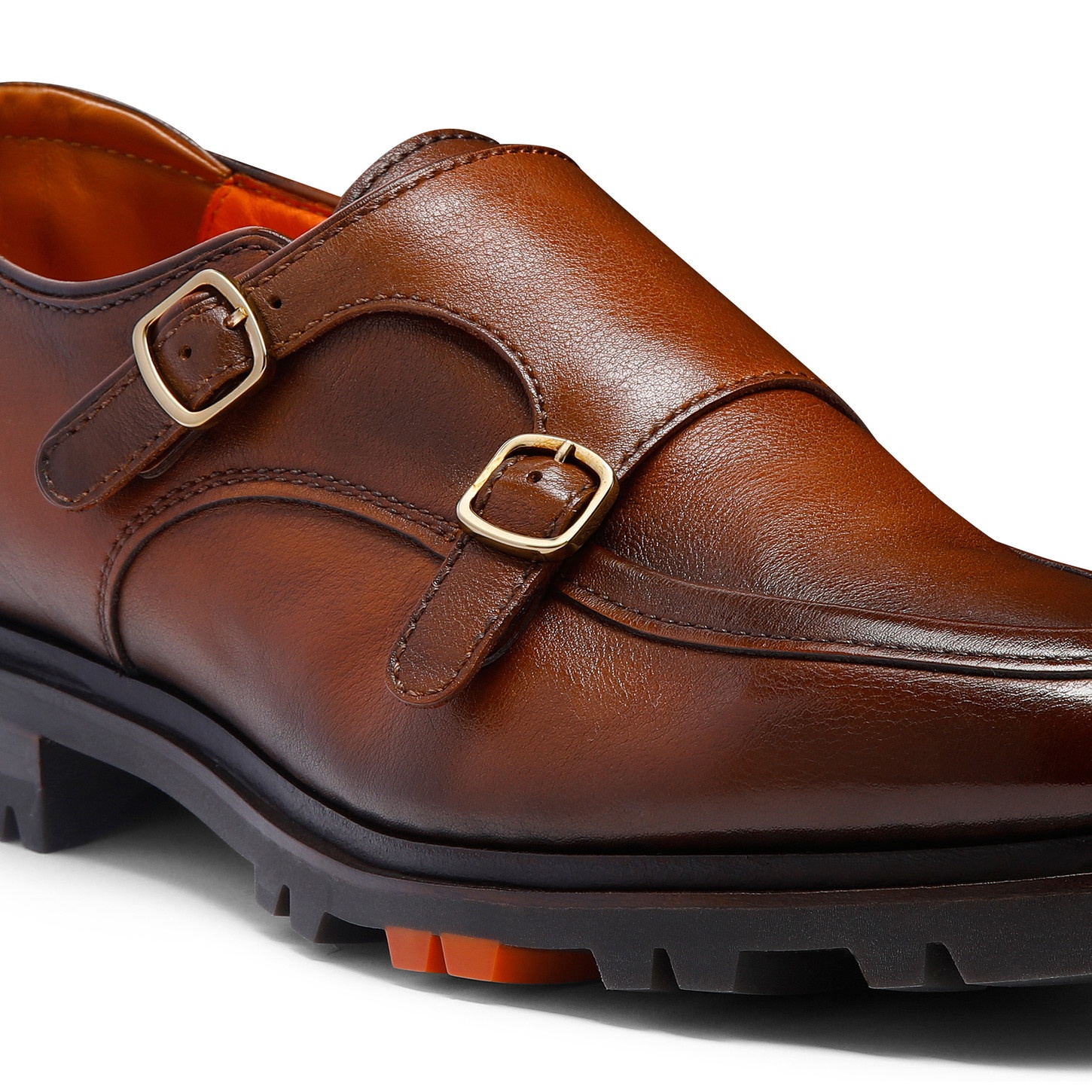 Men's brown leather double-buckle shoe - 6