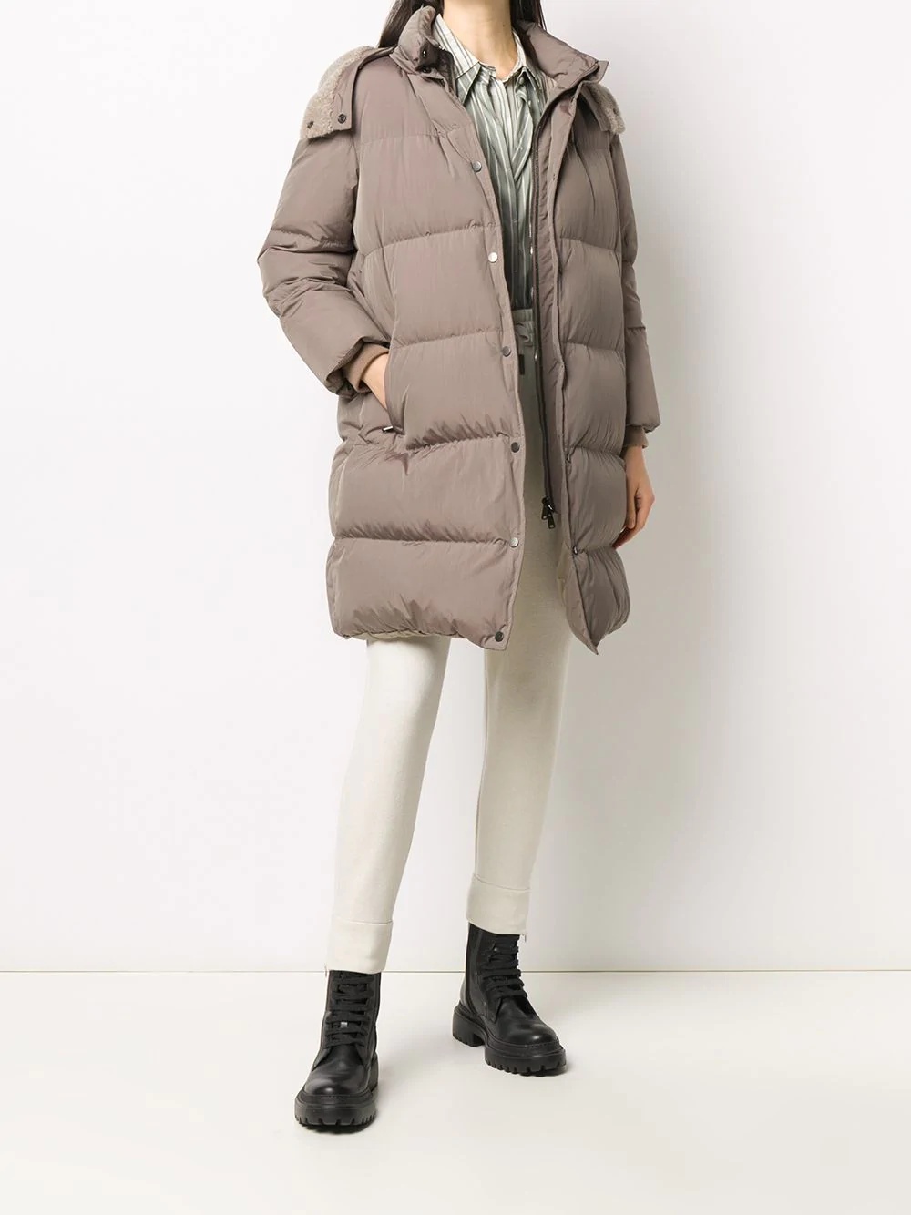 padded zip-up coat - 2