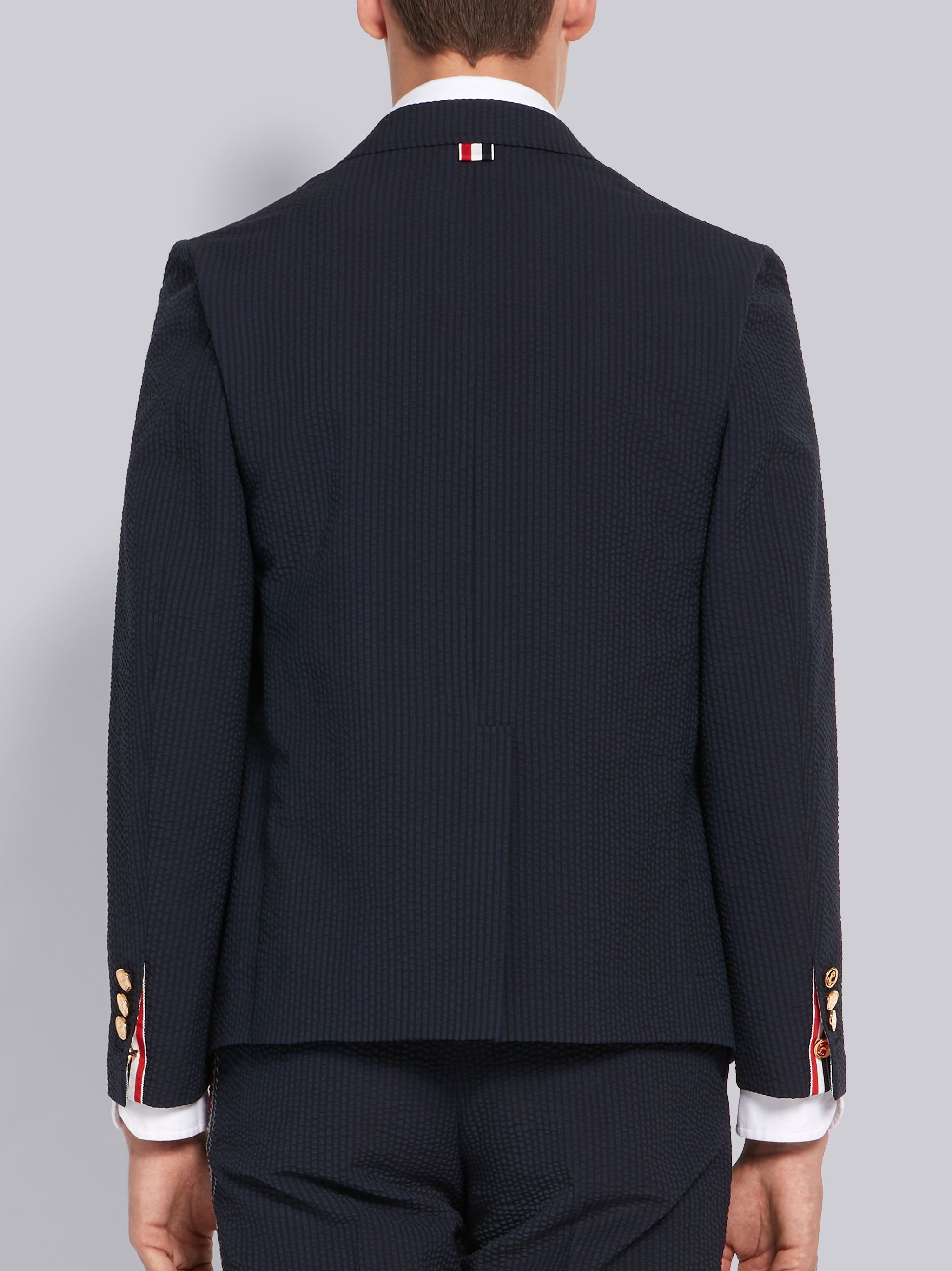 Navy Seersucker RWB Stripe Sack Sport Coat - 3