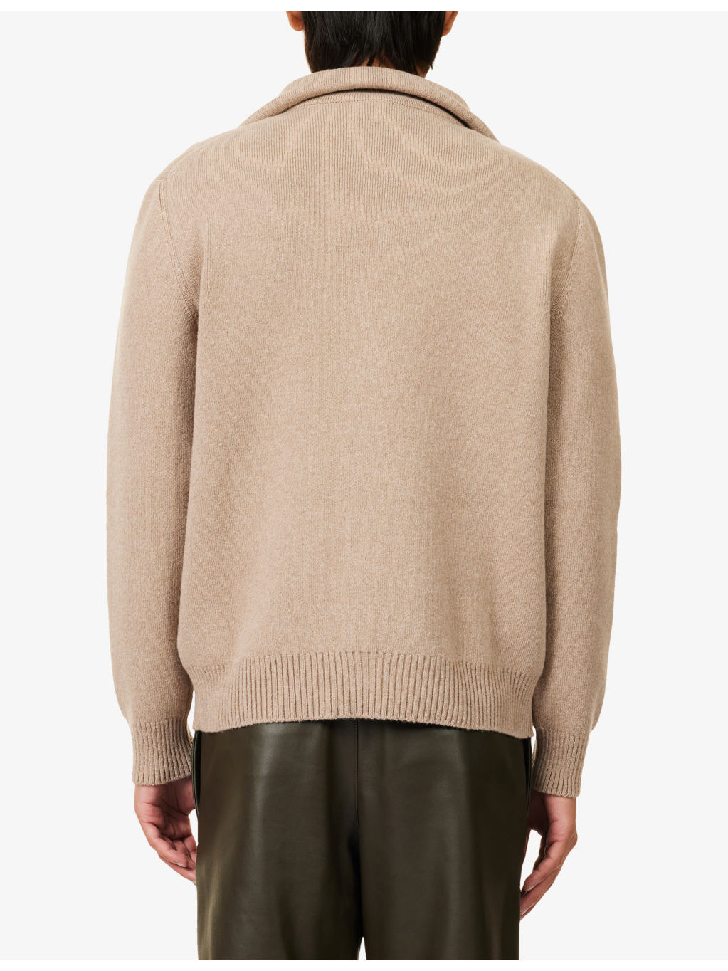 Compact High-Collar Knitted Wool Cardigan - 4