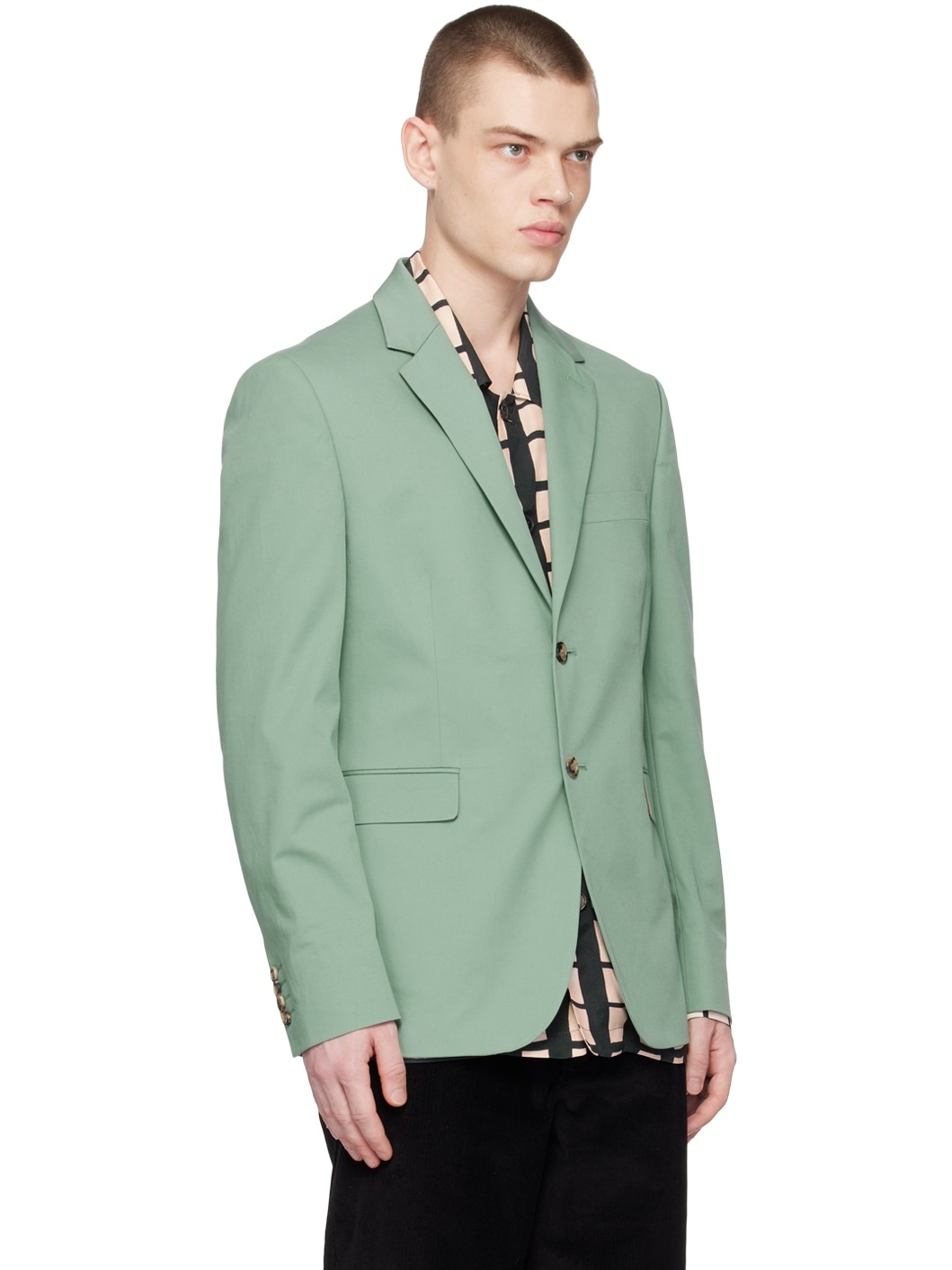 Green Two-Button Blazer - 2
