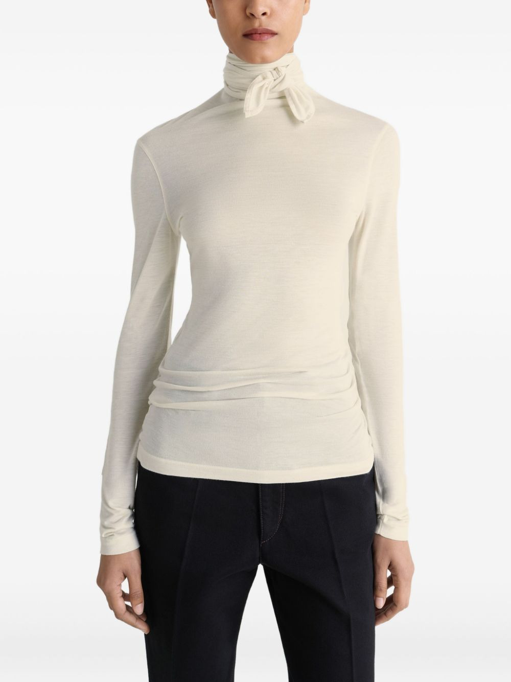 tied-neck T-shirt - 3