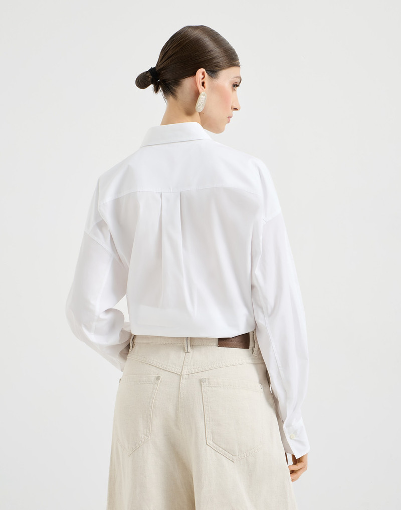 Brunello Cucinelli Cotton poplin cropped shirt with monili outlook