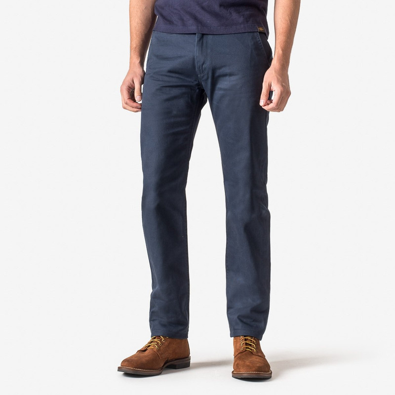 Iron Heart IH-721-NAV 9oz Mercerised Selvedge Cotton Slim Tapered Chinos - Navy outlook