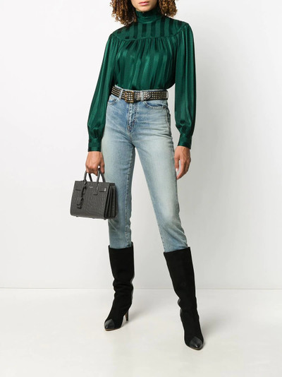 SAINT LAURENT vertical-stripe high-neck blouse outlook