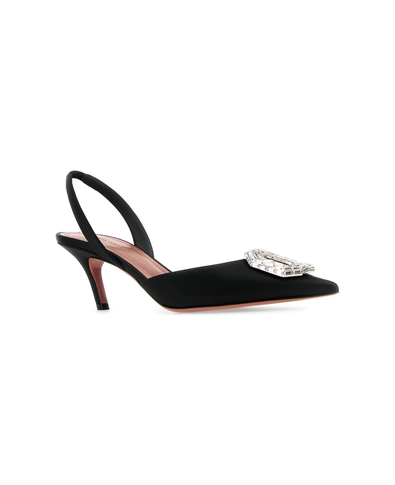 Black Satin Camelia 60 Pumps - 2