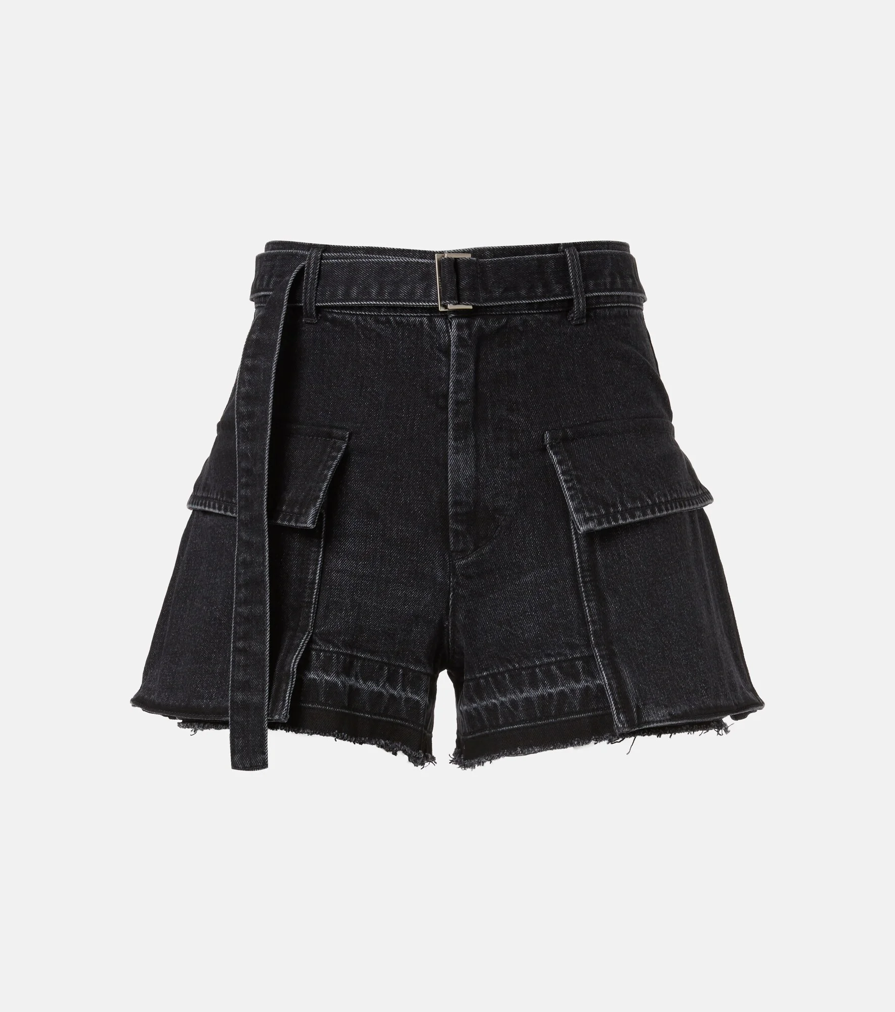 Belted denim shorts - 1