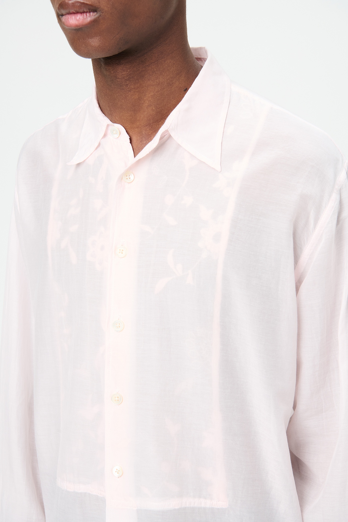 Adorn Shirt Ballet Pink Sheer Cotton Silk - 4