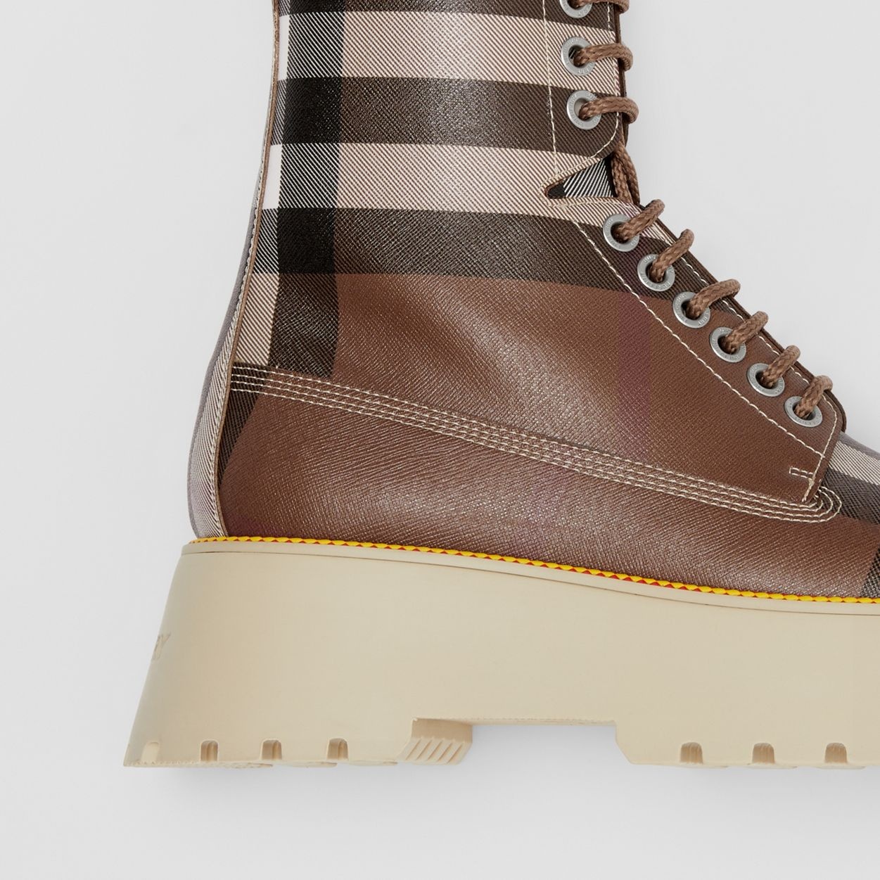 Exaggerated Check Platform Faux Leather Boots - 2