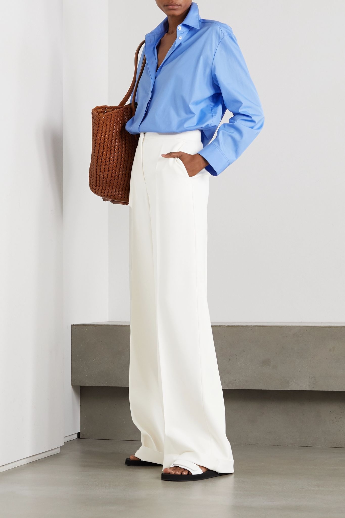 Stretch-wool wide-leg pants - 2