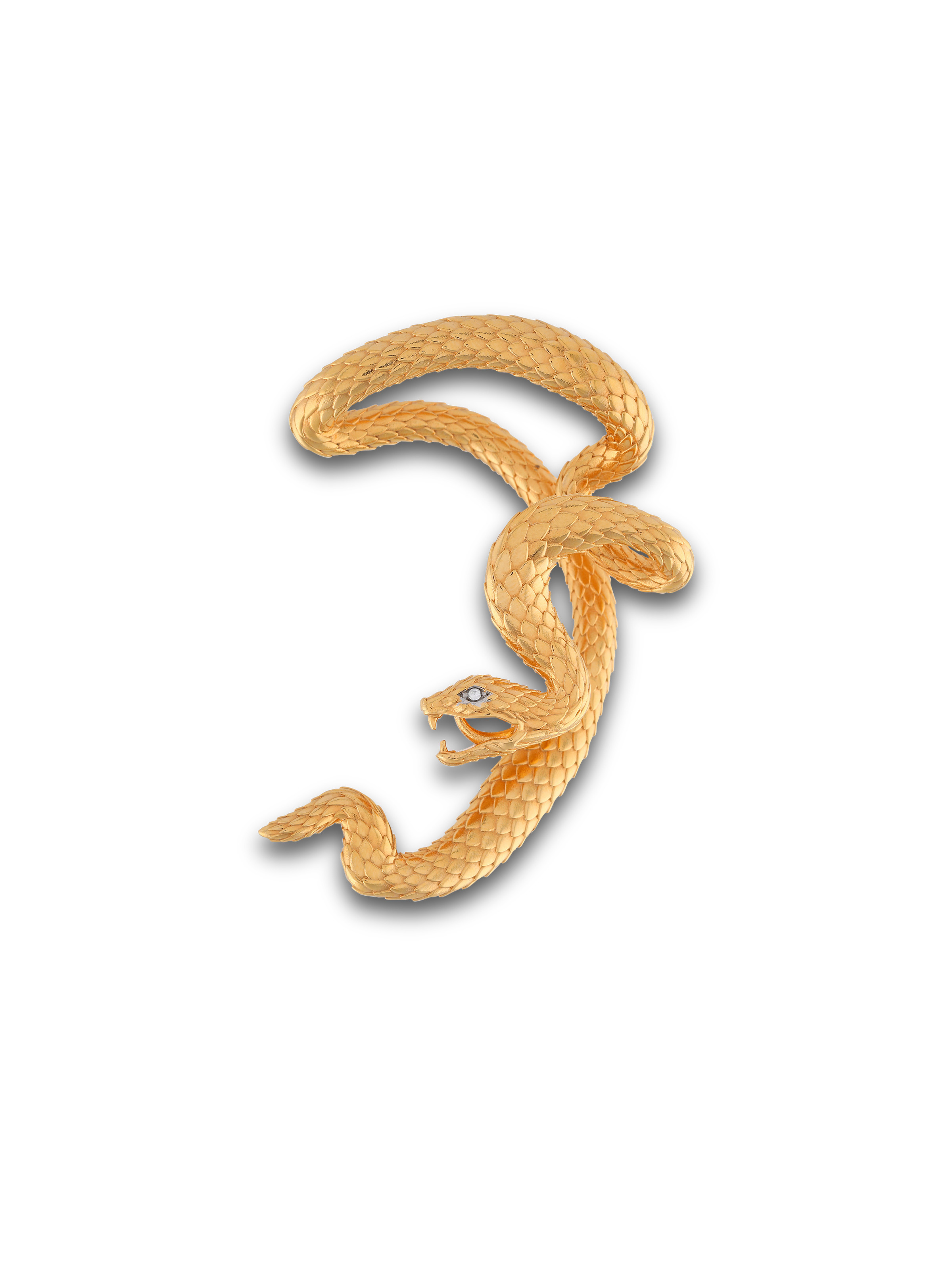 Snake earrings in brass and crystal - 1