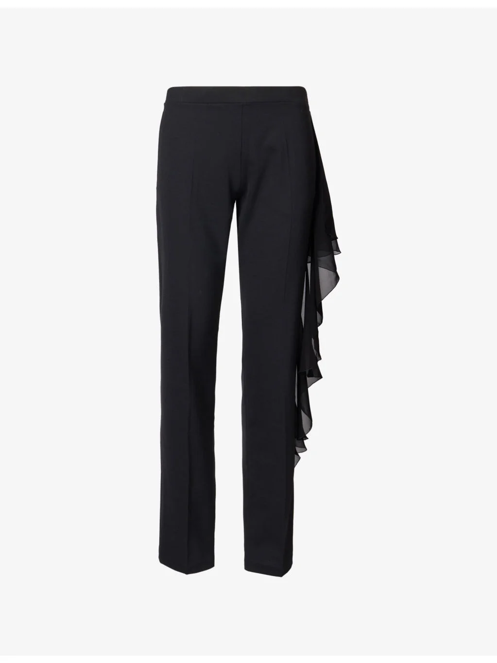 Sheer-Frill Straight-Leg Wool Trousers - 1
