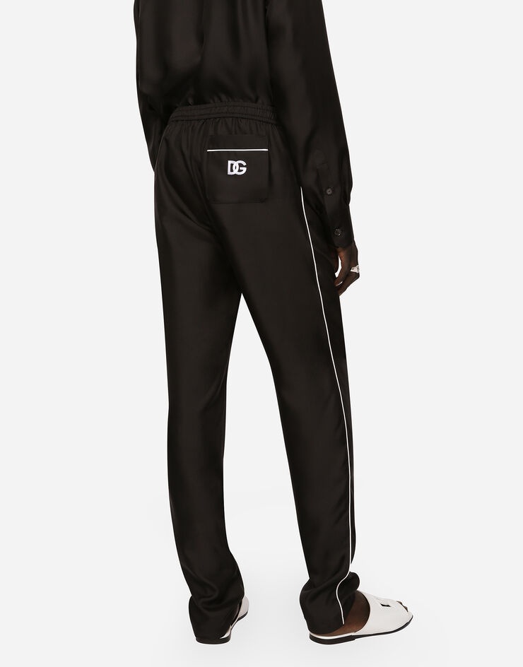 Silk jogging pants with DG embroidered patch - 4