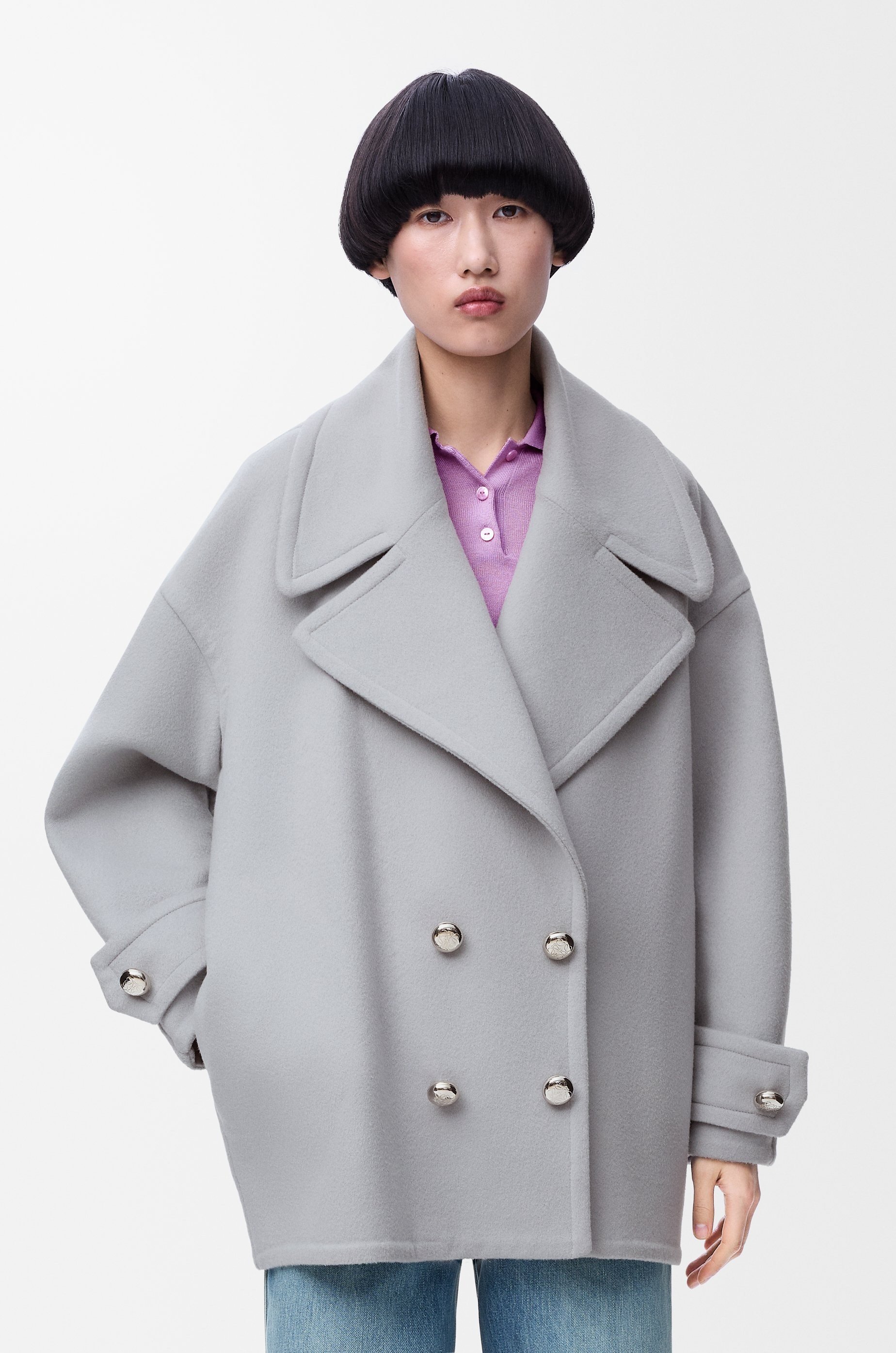 Pebble peacoat in wool - 3