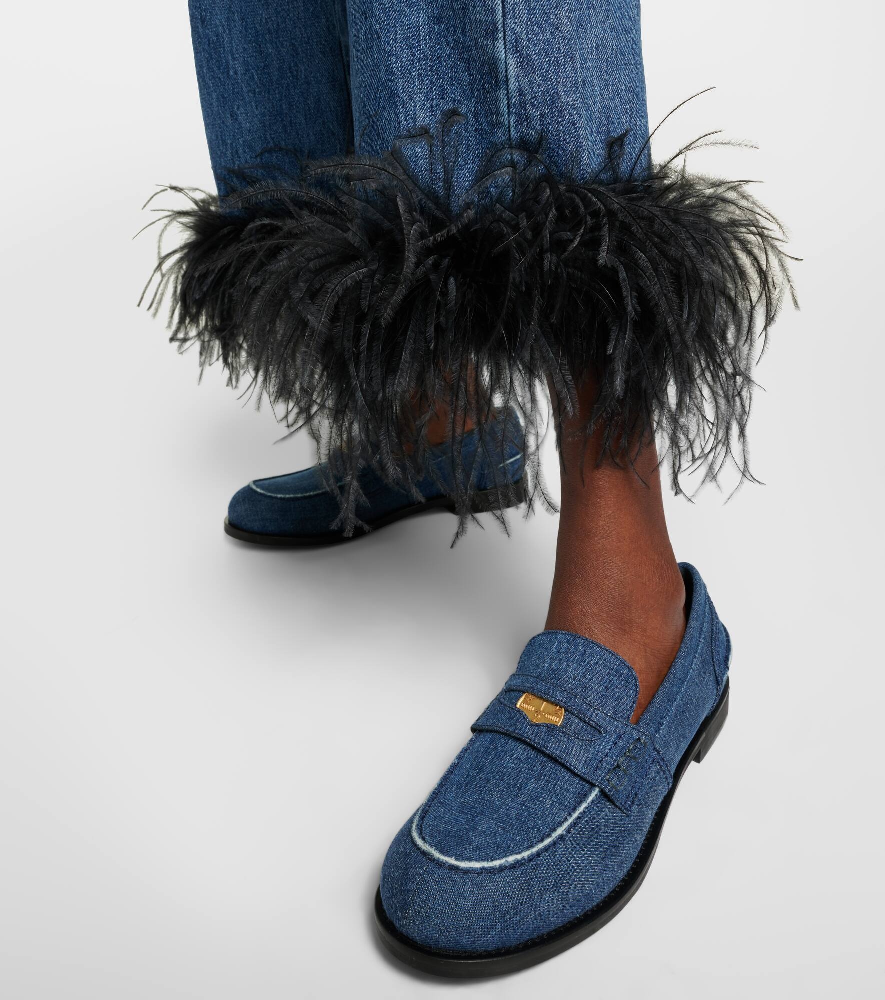 Logo denim loafers - 4