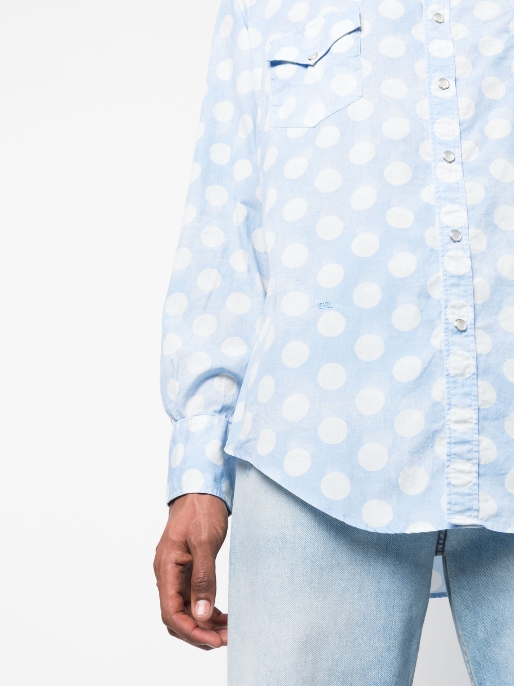 polka-dot print cotton shirt - 5