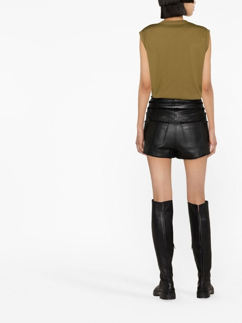 mid-rise leather shorts - 4