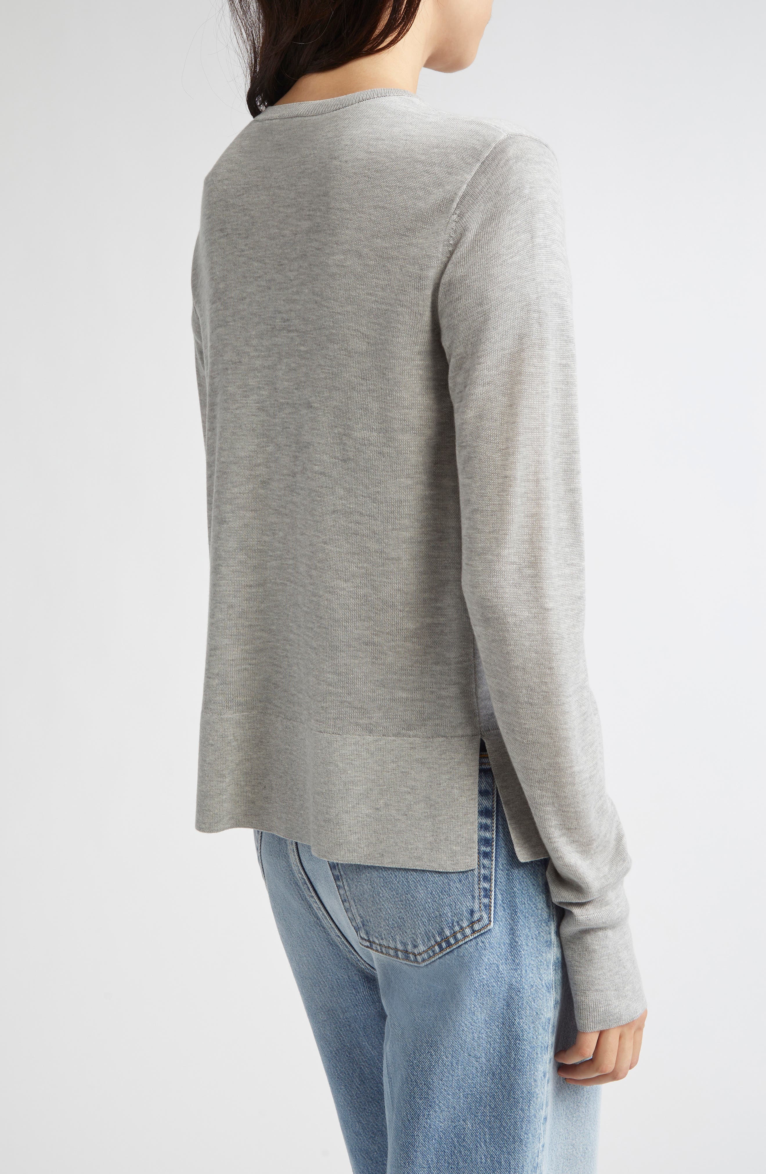 TOTEME Fine Knit Cardigan in Grey Melange at Nordstrom - 3
