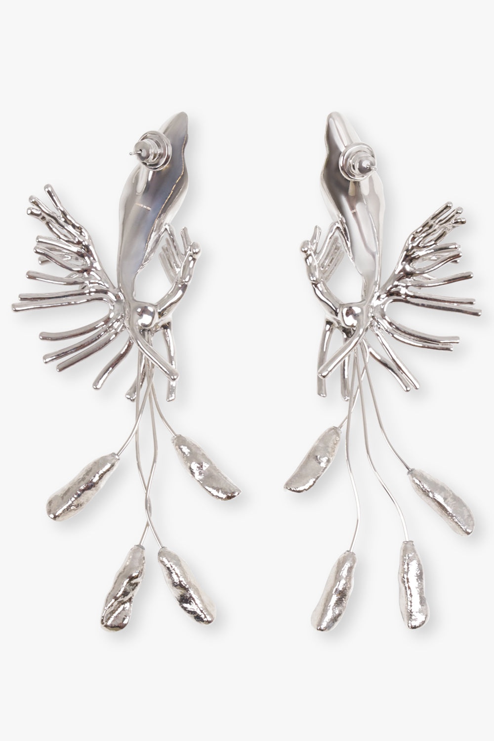 FLORAL DETAIL 3D EARRINGS | SILVER - 2