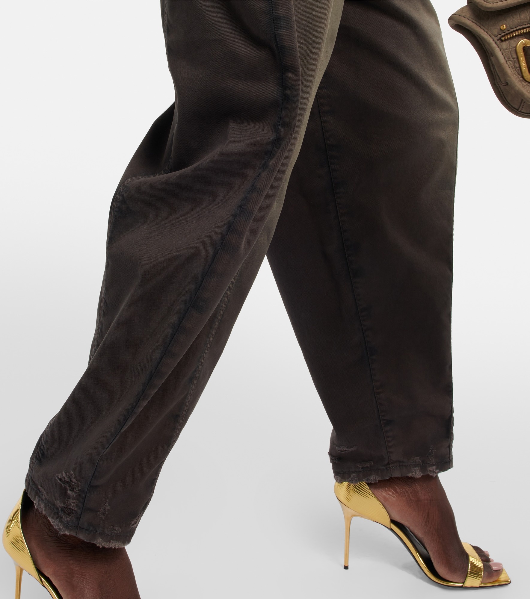 Faded high-rise wide denim jeans - 6