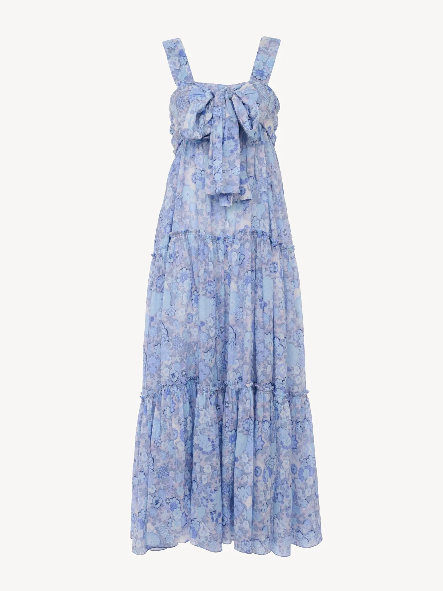 TIERED LONG DRESS IN COTTON VOILE - 1