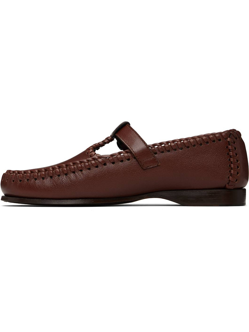 HEREU Brown Alcover Supple Shiny Loafers outlook