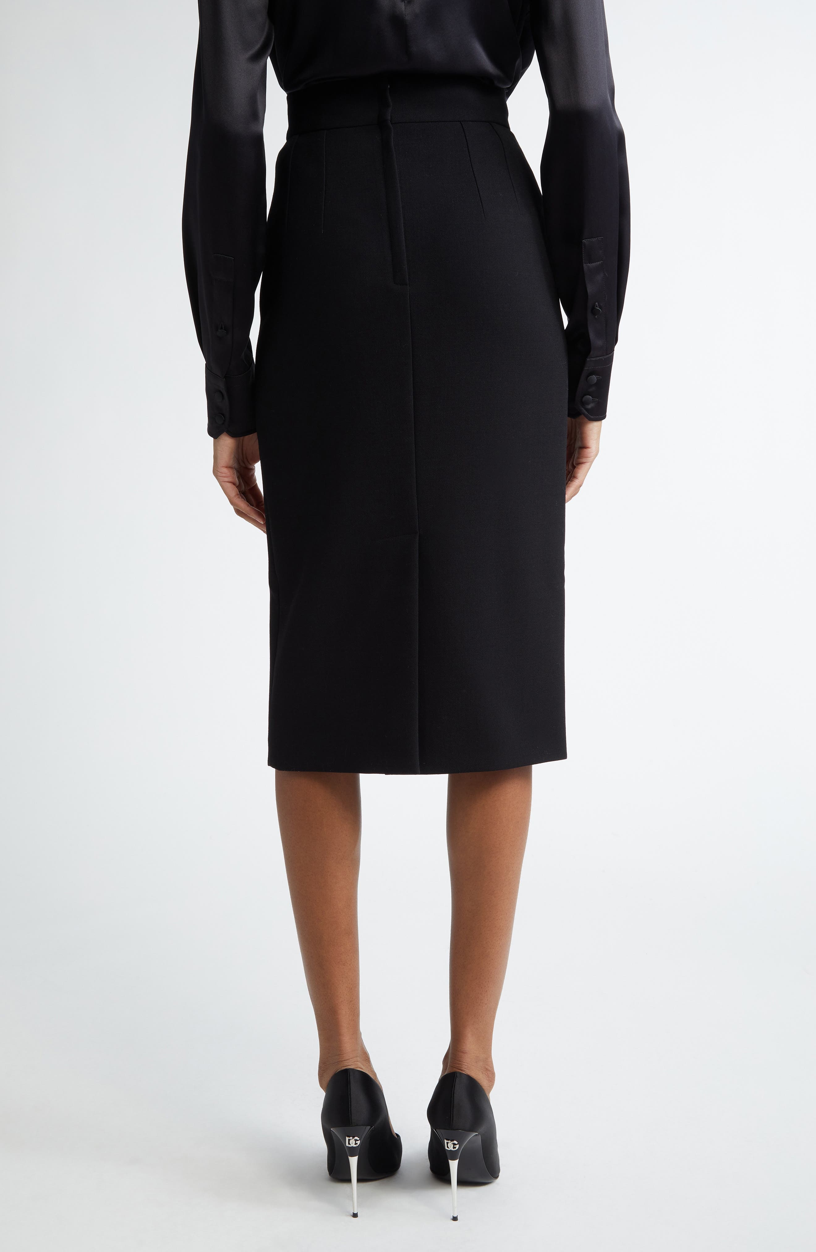 Virgin Wool Stretch Gabardine Skirt - 3