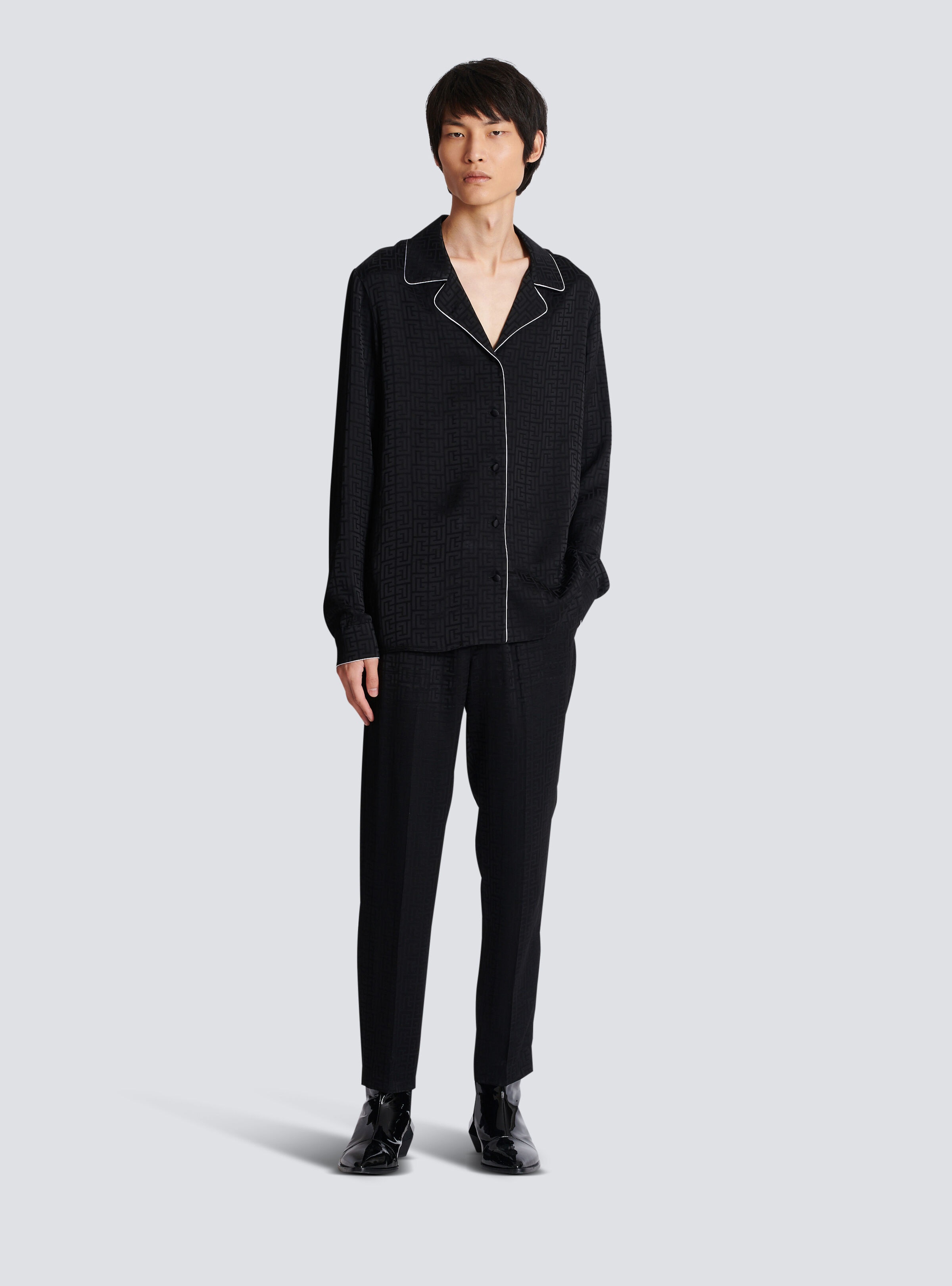 Satin monogram jacquard trousers - 2