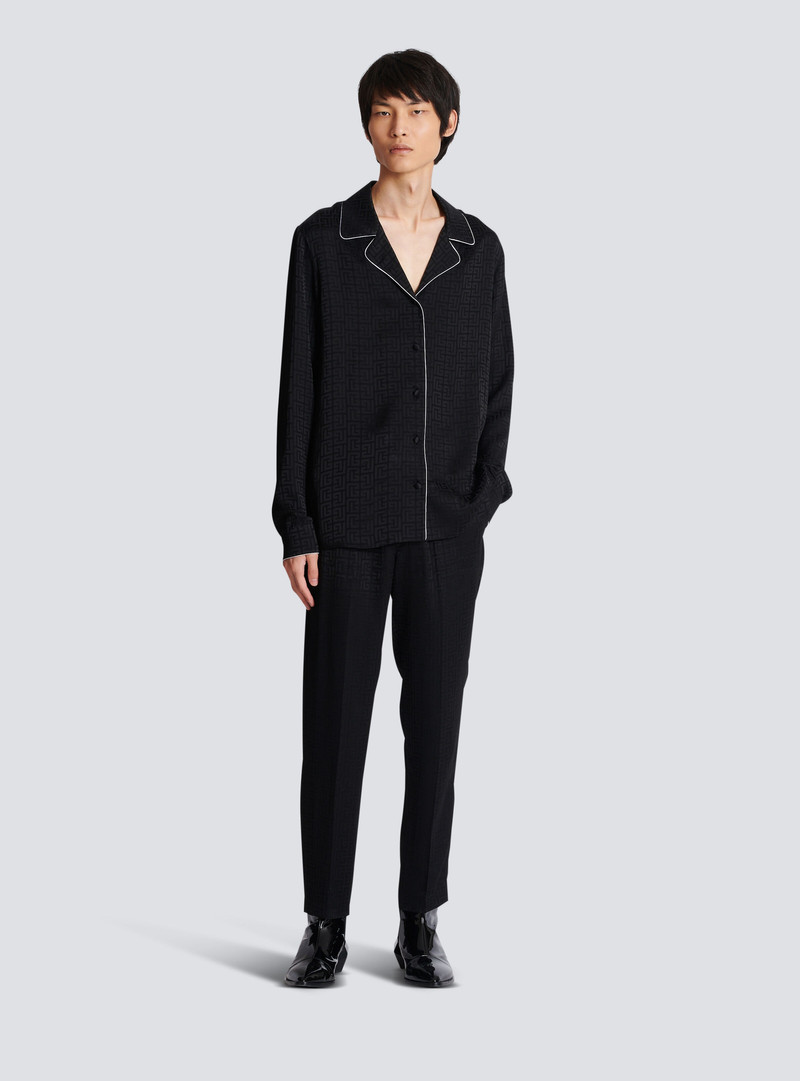 Balmain Satin monogram jacquard trousers outlook