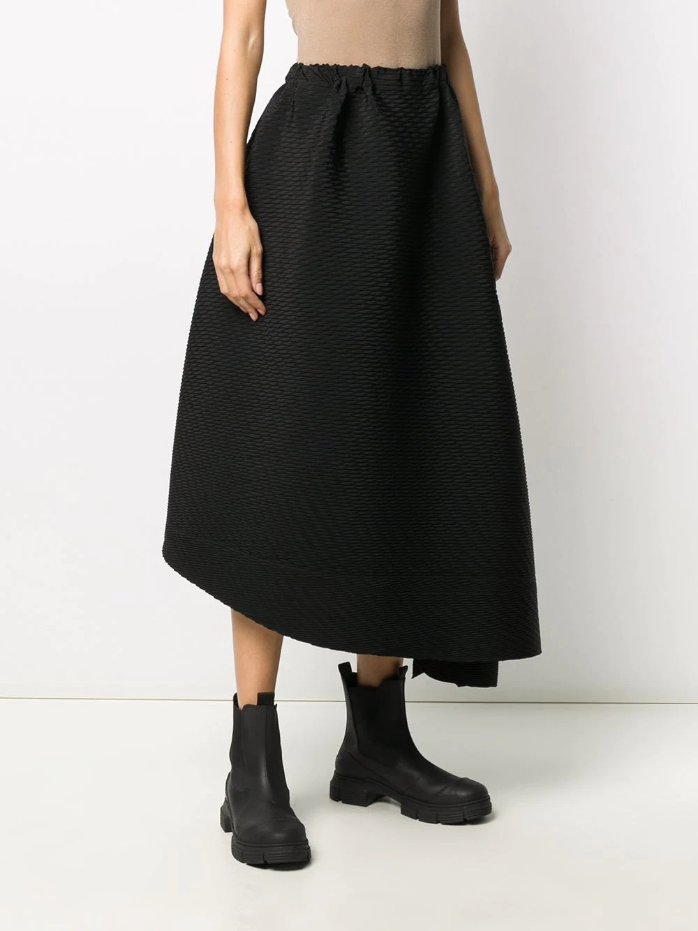 asymmetric hem midi skirt - 3