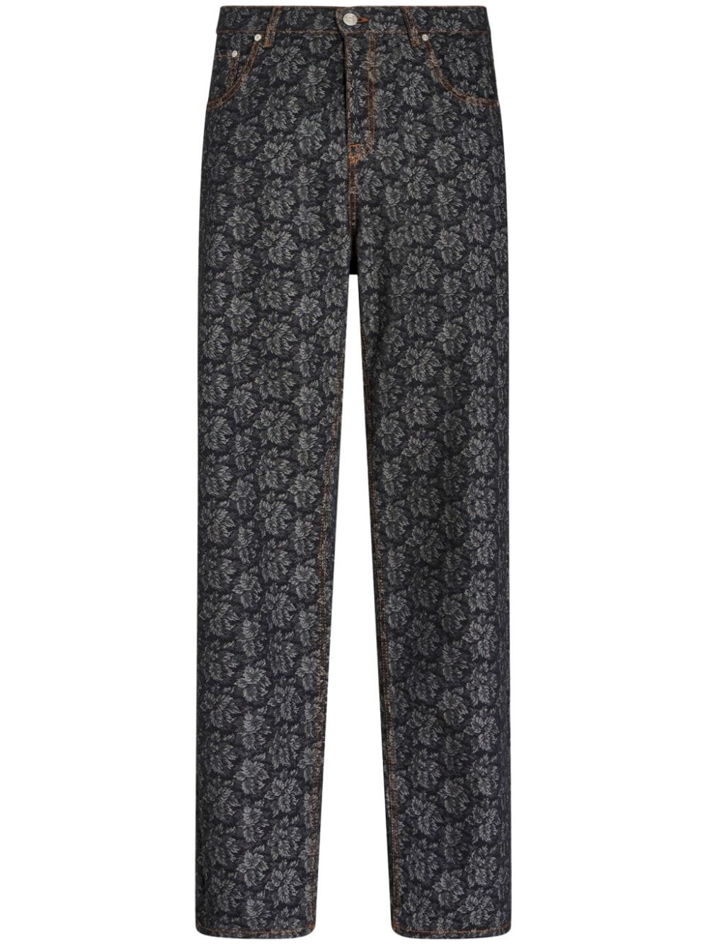 patterned-jacquard straight-leg jeans - 1