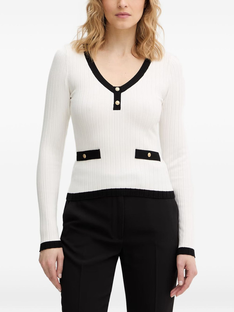 contrast-trim V-neck sweater 1