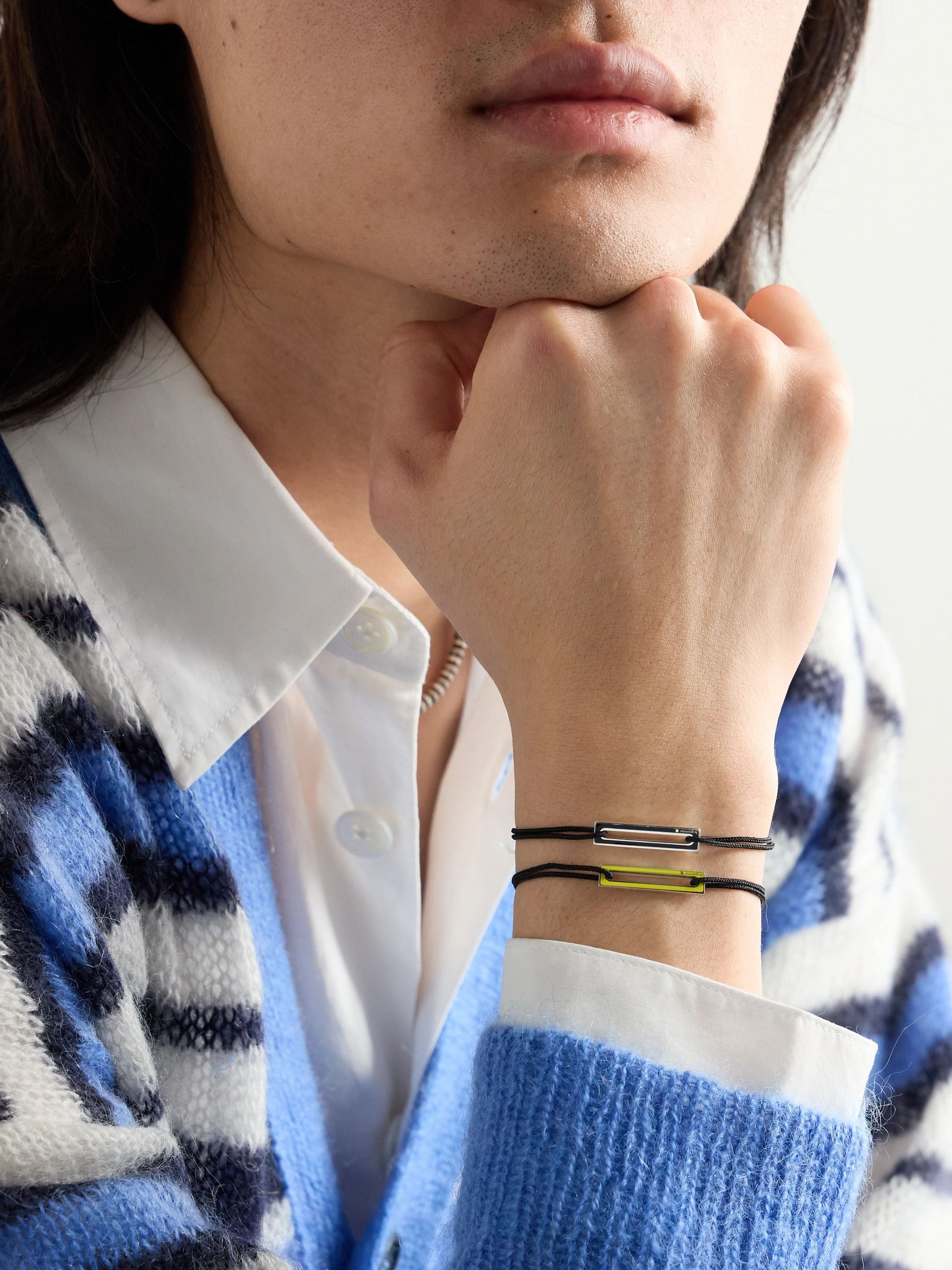 Le 1.7g Sterling Silver, Enamel and Cord Bracelet Black - 2