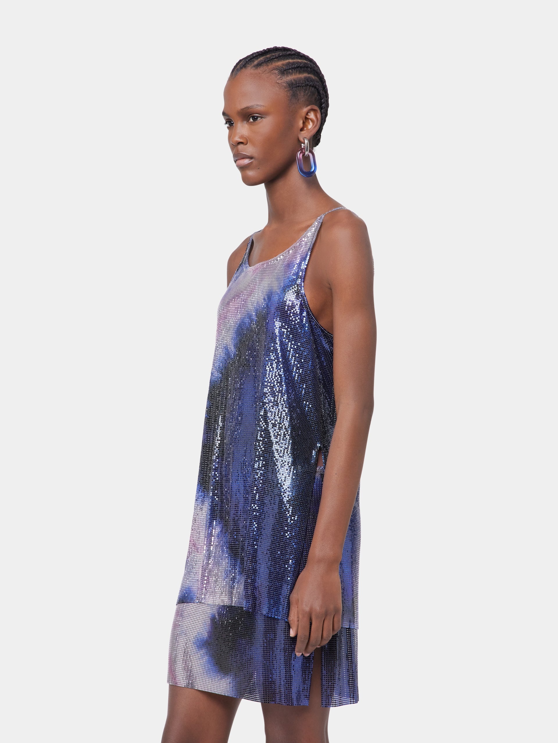 TIE-DYE BLUE TANK TOP IN PRINTED MESH - 3