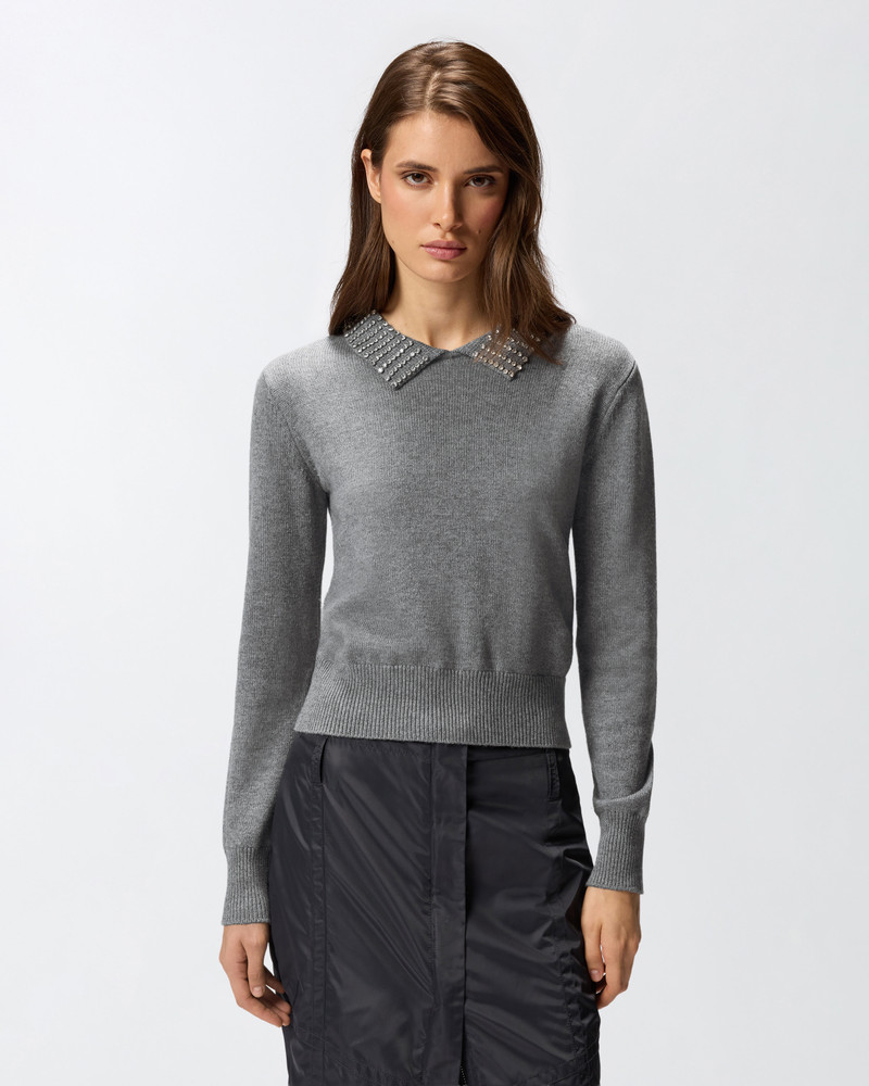 PINKO SWEATER WITH COLLAR AND RHINESTONES outlook