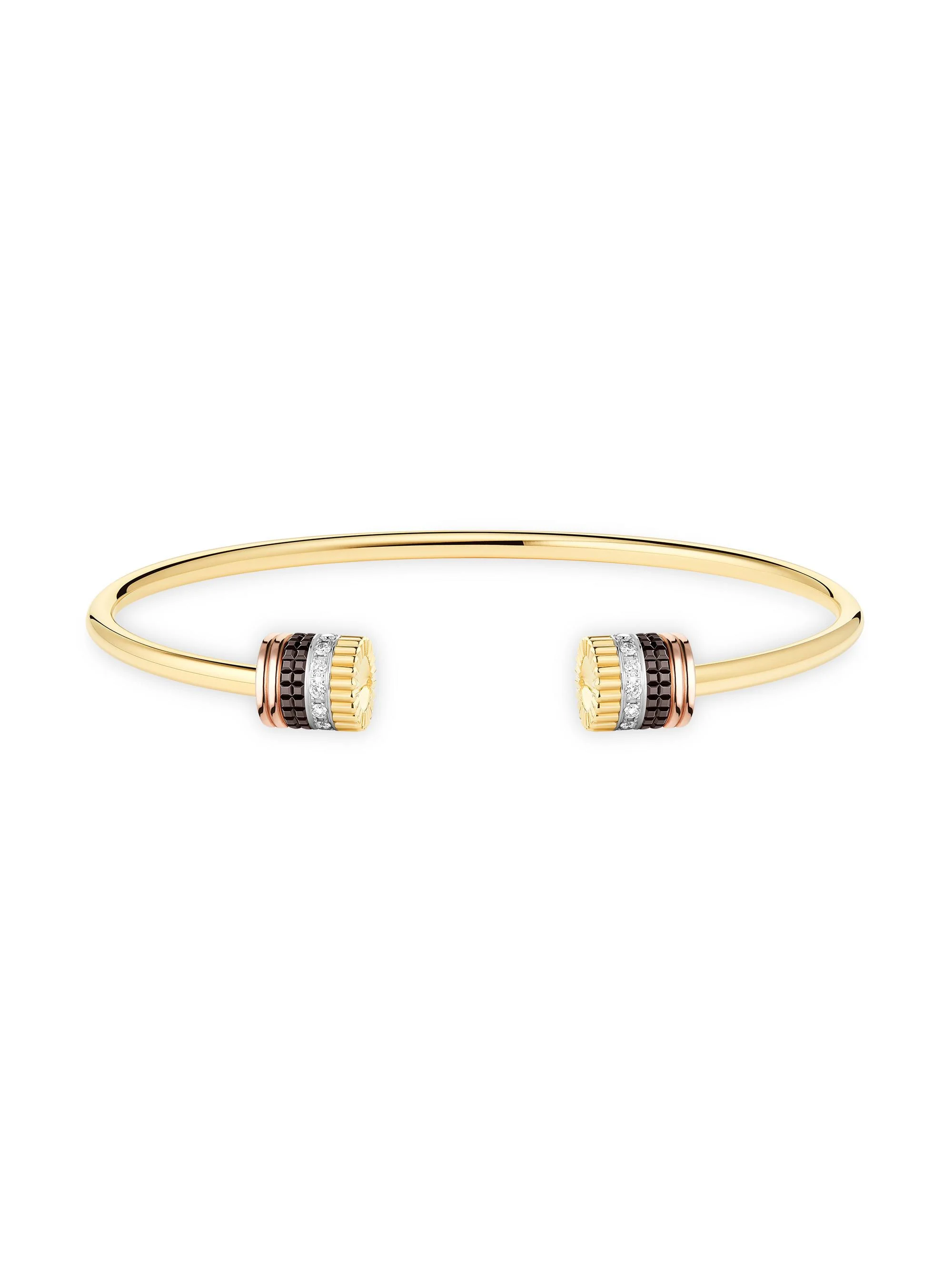 Women's Quatre Classique Tri-Tone 18K Gold, 0.23 TCW Diamond & PVD Cuff - Yellow Gold - 1