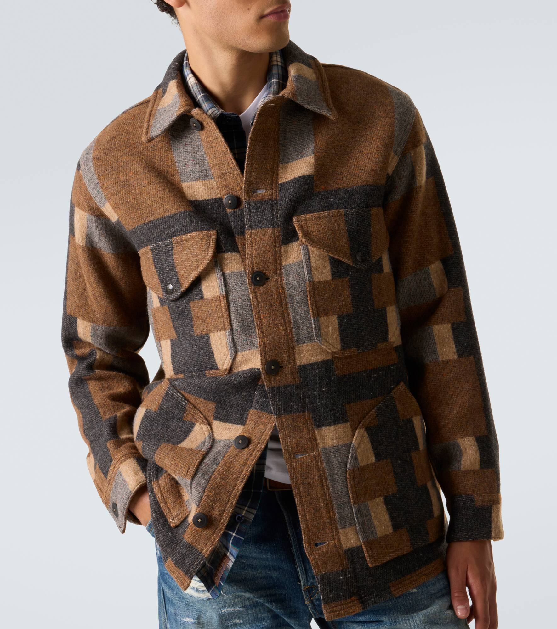 Wool and cotton-blend overshirt - 5
