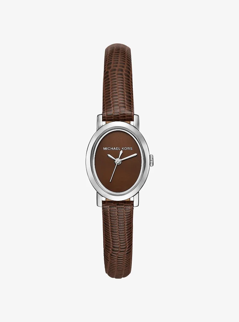 Petite Maude Silver-Tone and Lizard Embossed Leather Watch - 1