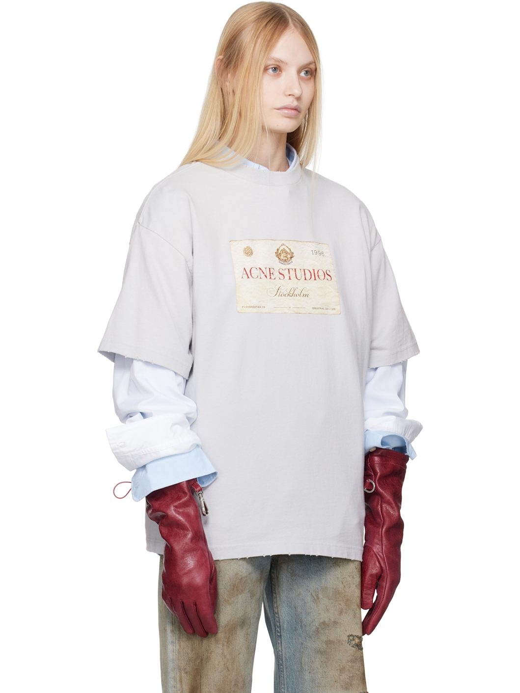 Gray Layered Print T-shirt - 2