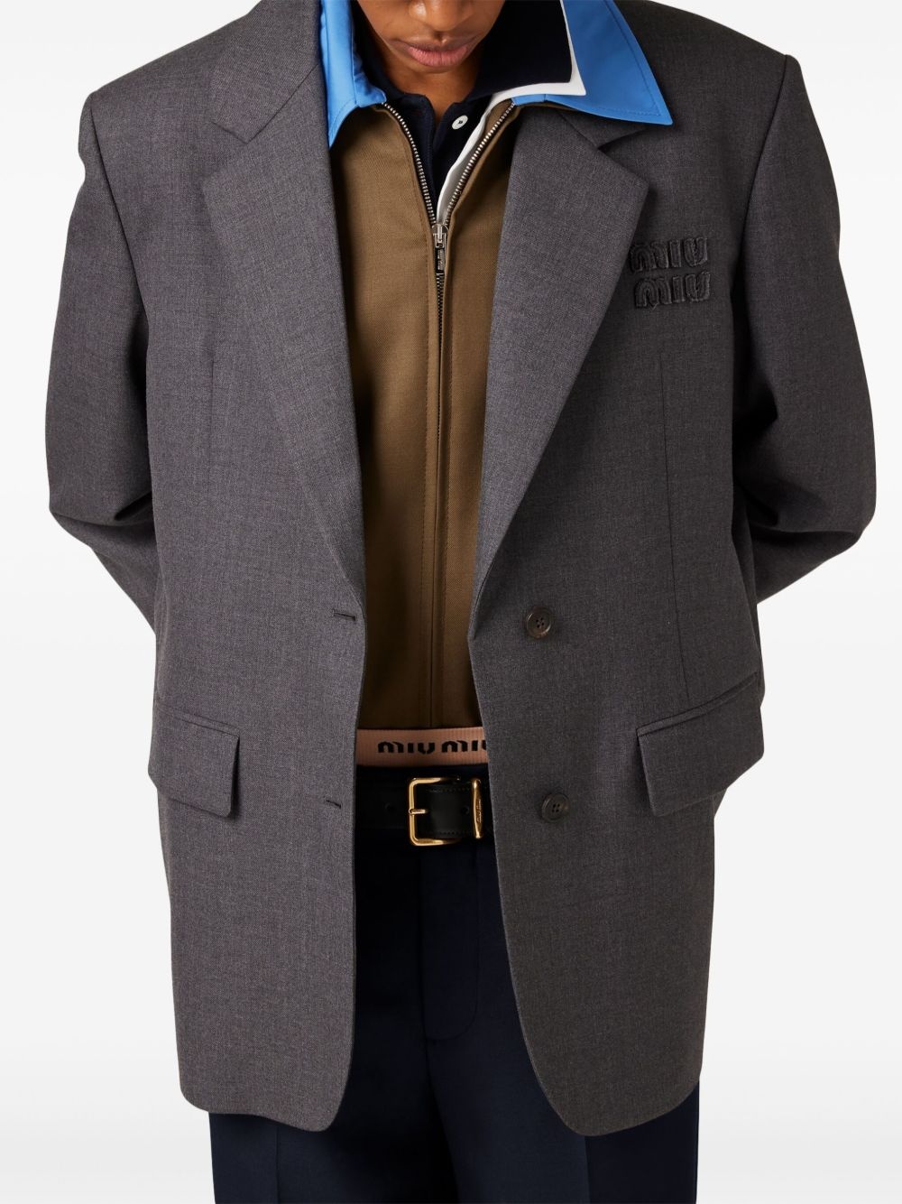 single-breasted gabardine blazer - 4
